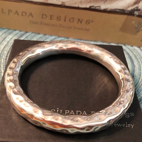 Silpada Oval Hammered Sterling Bangle Bracelet B1117 - Picture 12 of 16